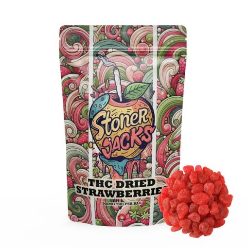 Stoner Jacks – Dried Strawberries 500MG THC - Buy Delics Canada Stoner Jacks – Dried Strawberries 500MG THC