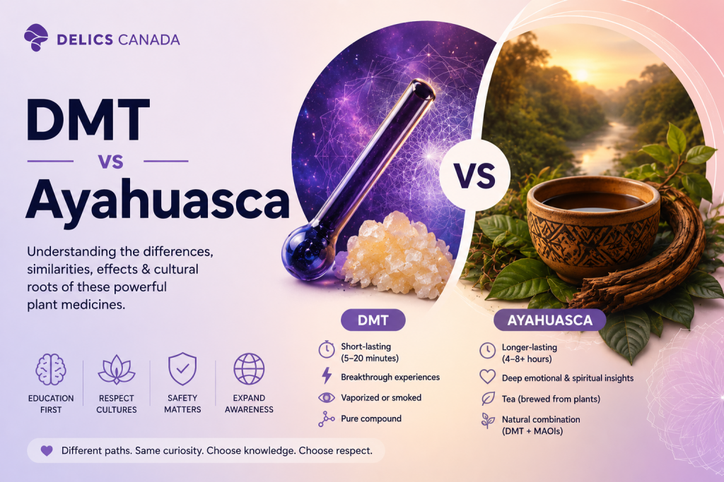 DMT vs Ayahuasca: Comparing Two Powerful Psychedelic Experiences - Buy Delics Canada DMT vs Ayahuasca: Comparing Two Powerful Psychedelic Experiences - Buy Delics Canada